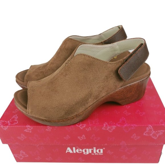 Alegria Shoes - NEW ALEGRIA Rosie Tan Suede Comfort Shoes Wedge Sandals Size 38 - US 8-8.5